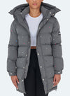 Long Paint Puffer Jacket - Charcoal Grey