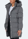 Long Paint Puffer Jacket - Charcoal Grey