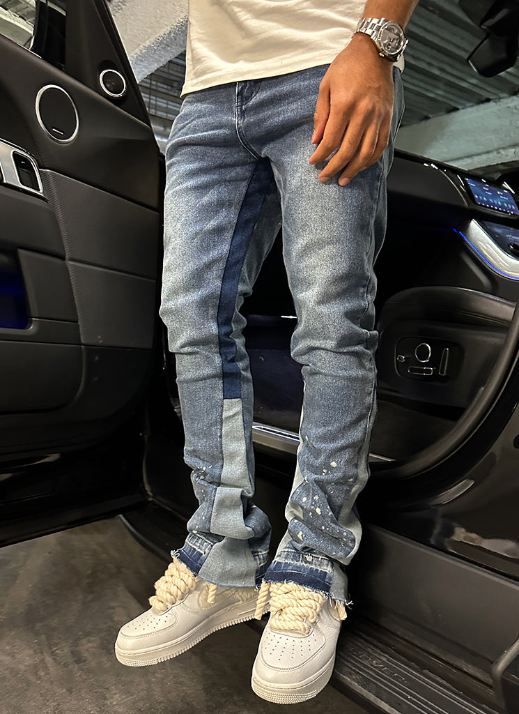 Vintage Flare Paint Jeans – Blau