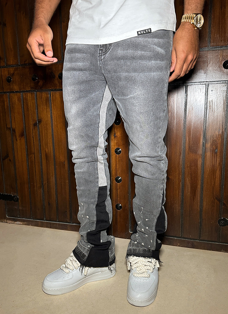 Vintage Flare Paint Jeans – Grau