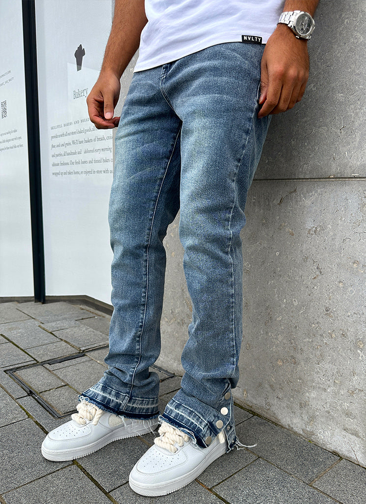 Vintage Flare Snapper Jeans - Blue