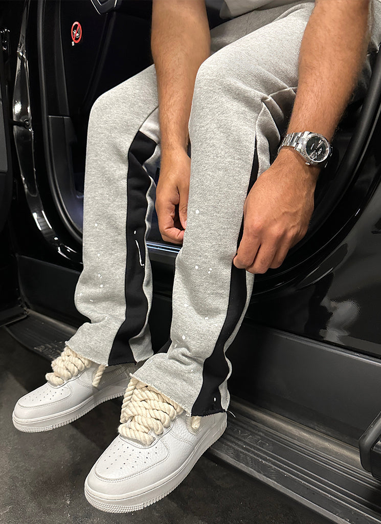 Vintage Flare Paint Joggers - Grey