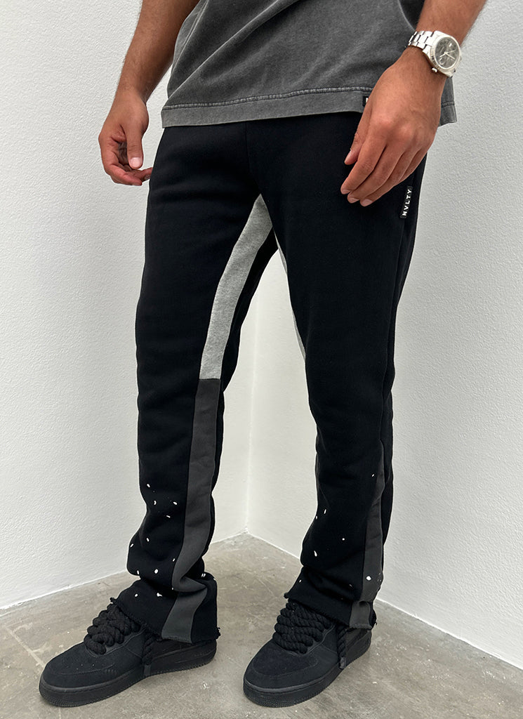 Vintage Flare Paint Joggers - Black