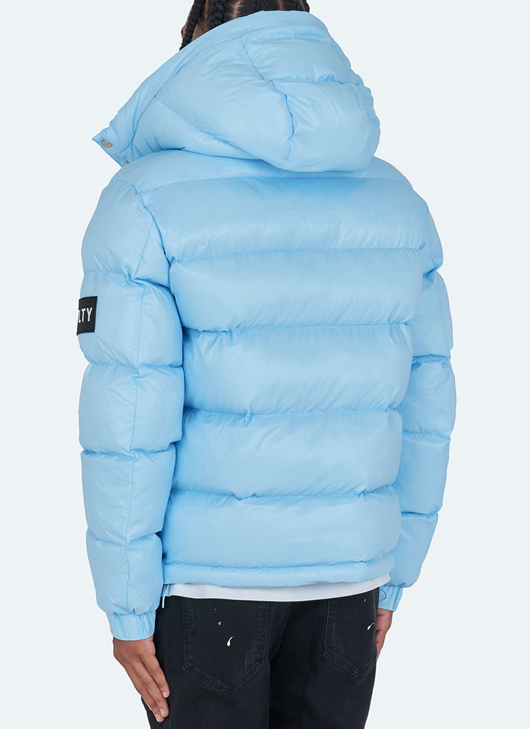 Shiny Puffer Jacket - Baby Blue