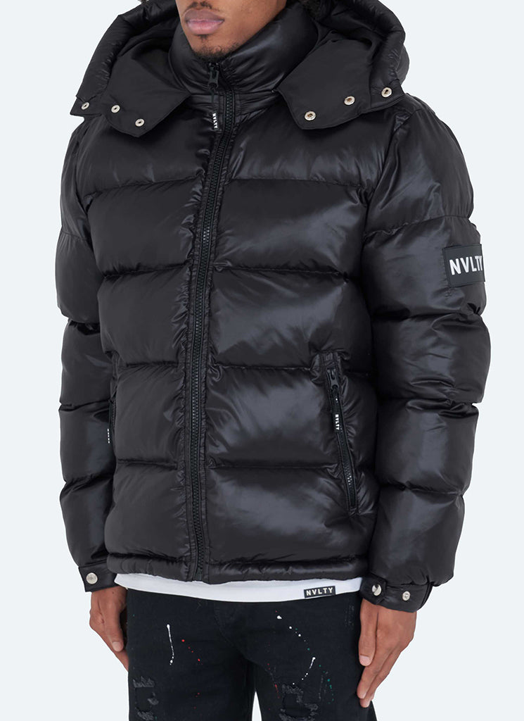 Shiny Puffer Jacket - Black