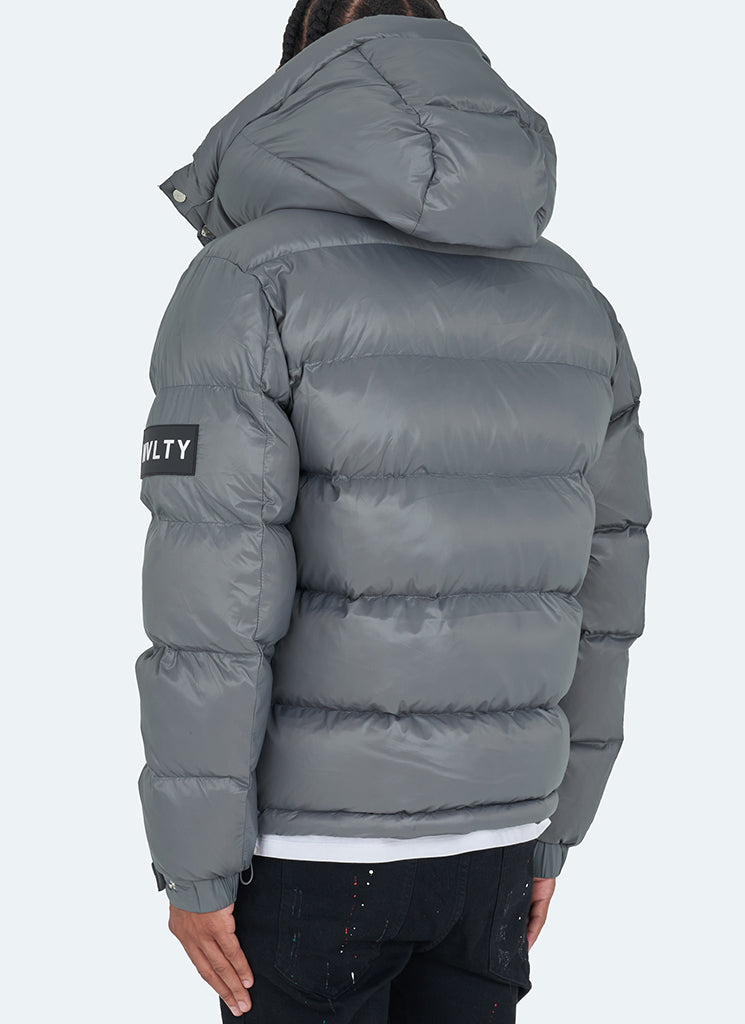 Shiny Puffer Jacket - Charcoal Grey