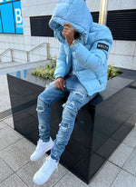 Paint Puffer Jacket - Baby Blue