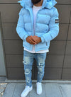 Paint Puffer Jacket - Baby Blue