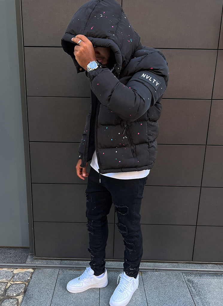 Paint Puffer Jacket - Black