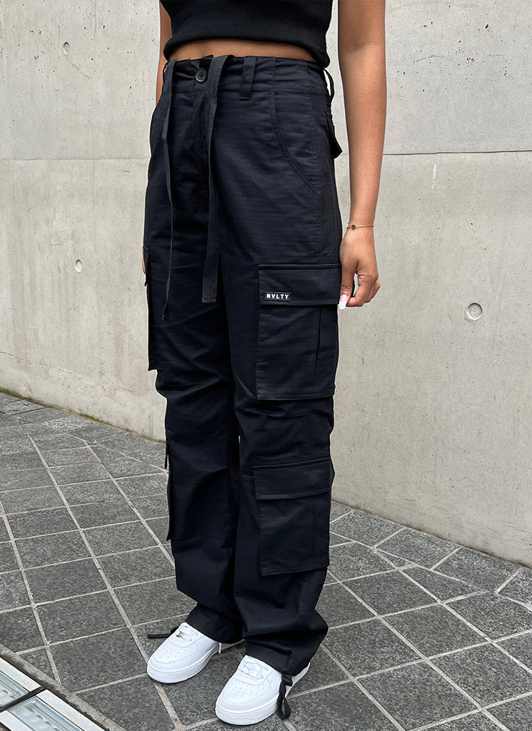 Pantalon Cargo Vintage à Jambes Larges - Noir