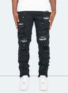 Reparierte Lackjeans – Schwarz