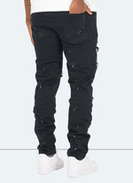 Reparierte Lackjeans – Schwarz