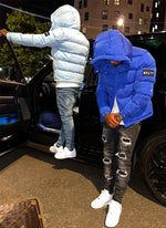 Paint Puffer Jacket - Baby Blue