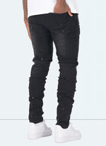 Distressed Paint Jeans – Schwarz