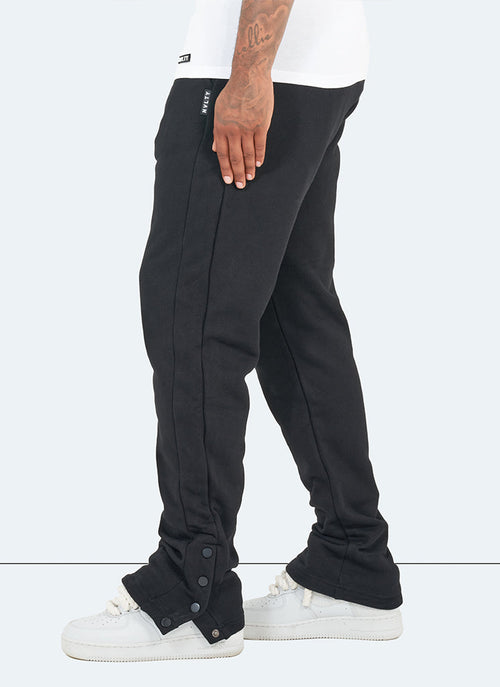 Vintage Flare Snapper Jogginghose – Schwarz