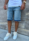 Short en jean charpentier vintage - Bleu