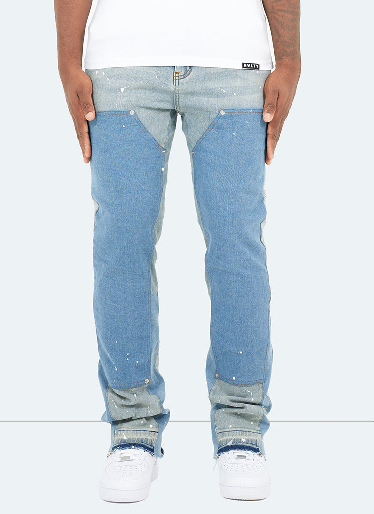 Vintage Flare Carpenter Paint Jeans – Blau