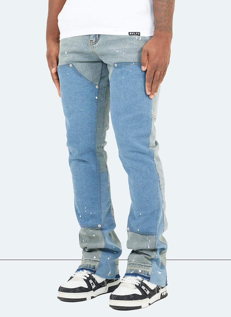 Vintage Flare Carpenter Paint Jeans – Blau