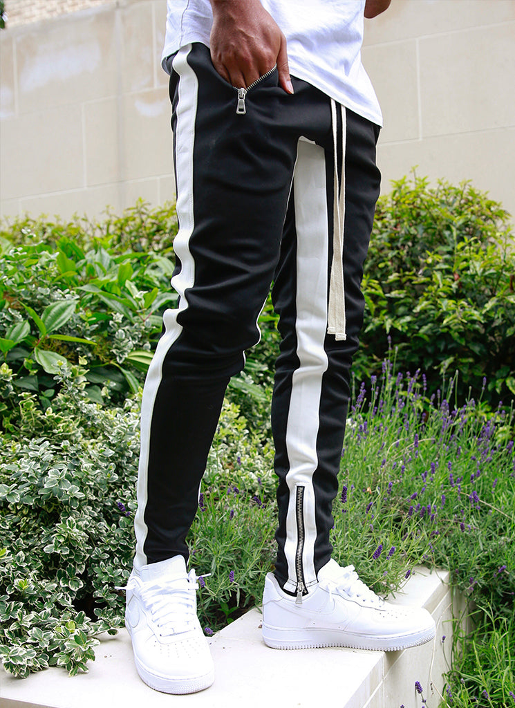 Panelled Track Pants - Black/White