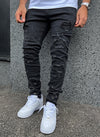 Triple Patchwork Jeans - Black