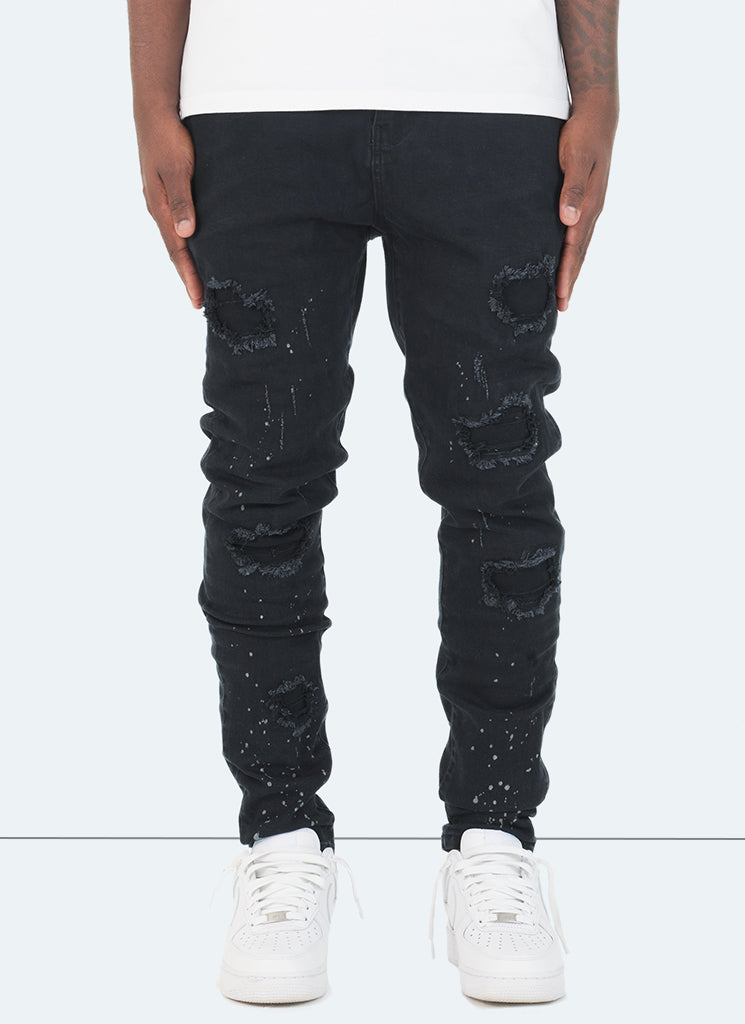 Triple Patchwork Jeans - Black