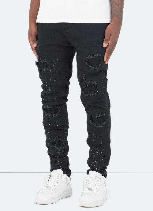 Jean triple patchwork - Noir