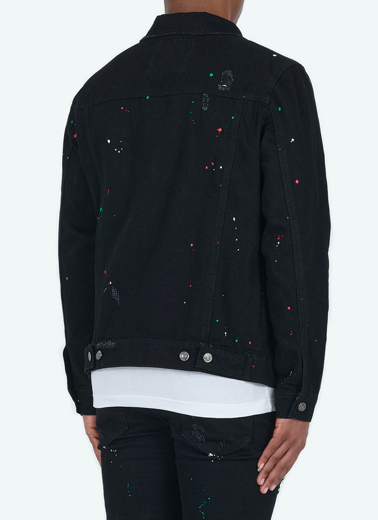 Veste en jean peinture - Noir
