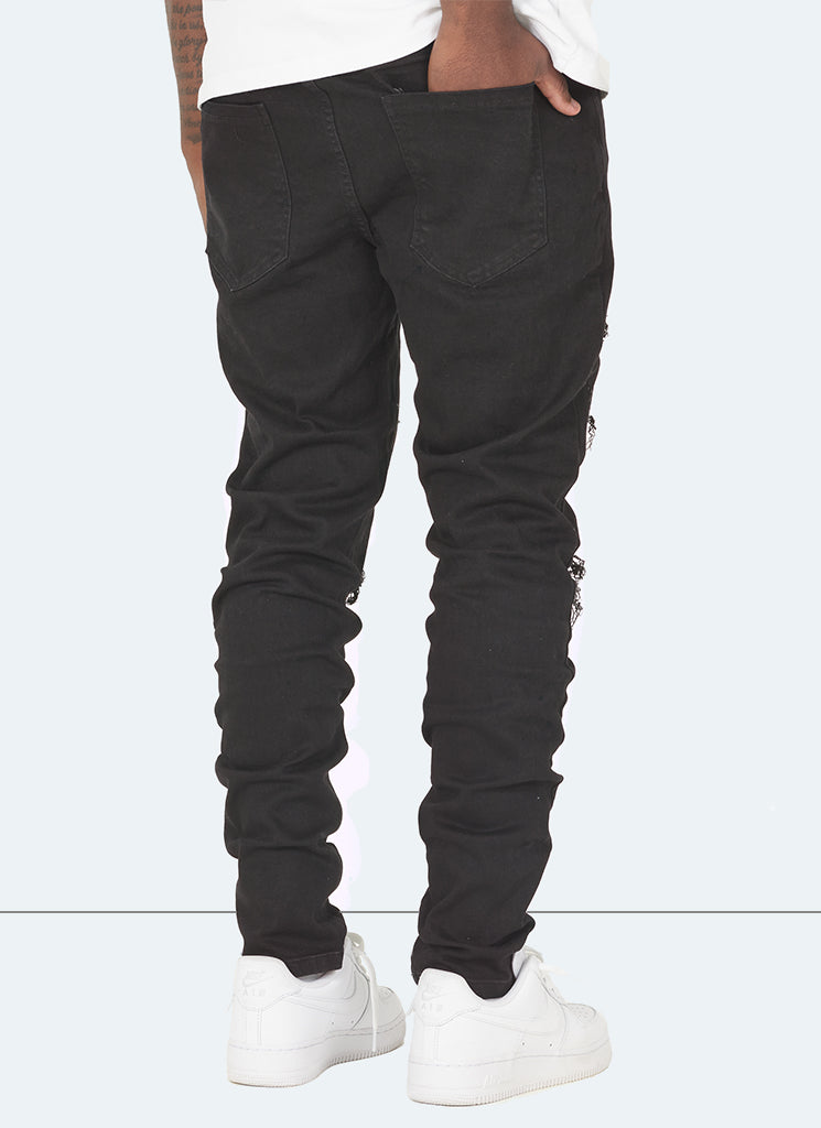 Ripped & Repaired Jeans - Black