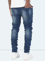 Triple Patchwork Jeans - Dark Blue