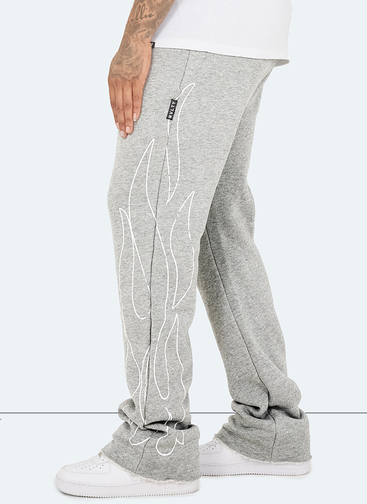 Vintage Flare Flame Joggers - Grey