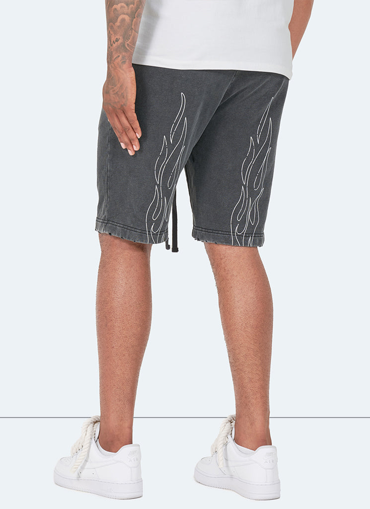 Vintage Flame Shorts – verwaschenes Schwarz