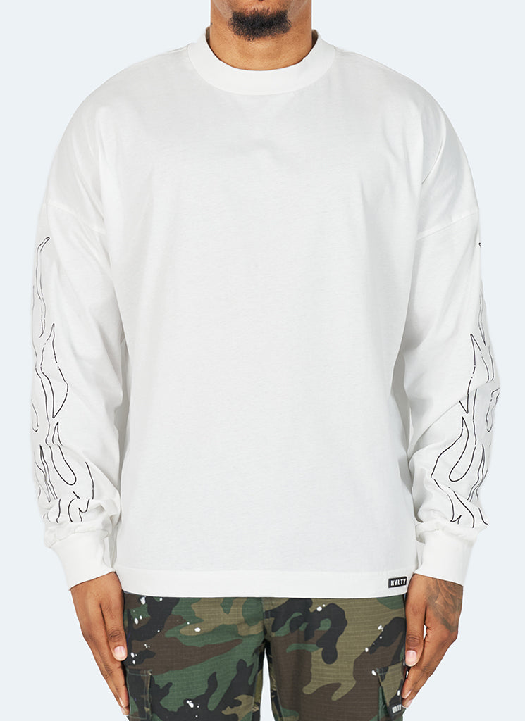 Vintage Flame Long Sleeve T-Shirt - White