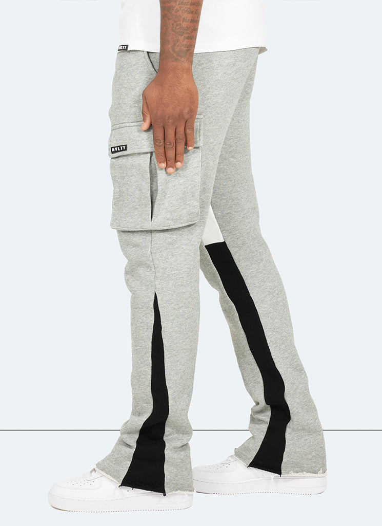 Vintage Flare Cargo Joggers - Grey