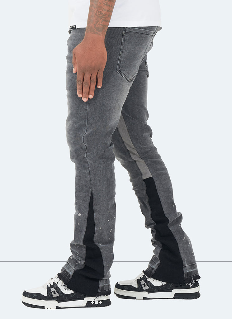 Vintage Flare Paint Jeans – Grau