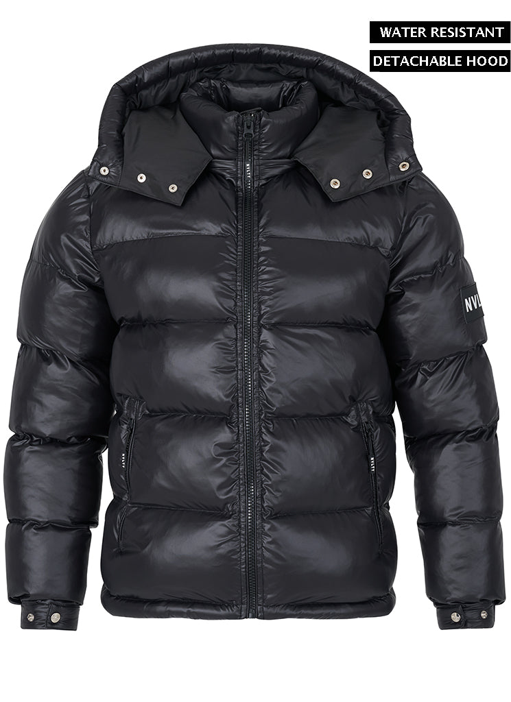 Glänzende Pufferjacke – Schwarz