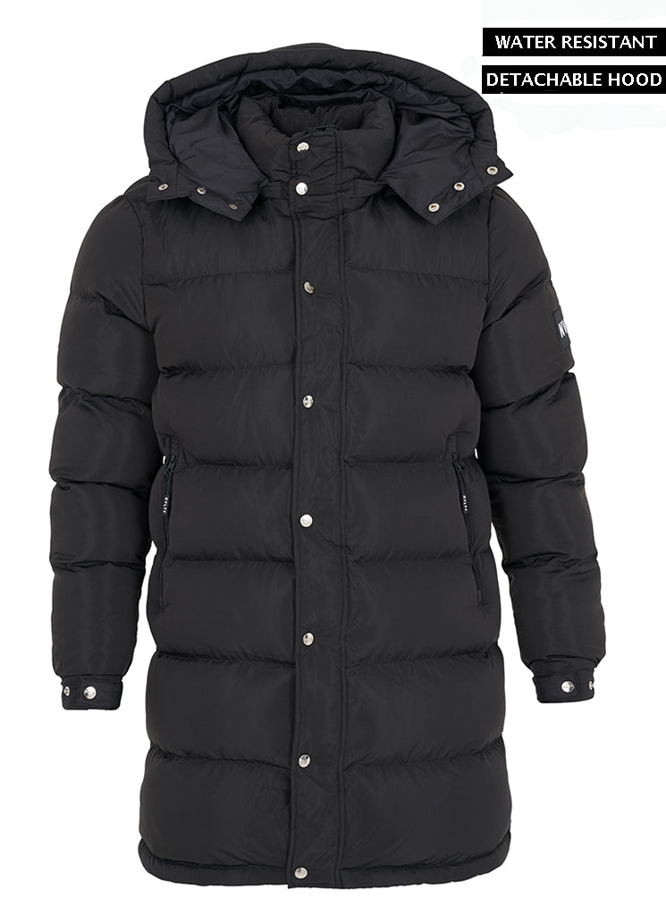 Lange Essential Pufferjacke – Schwarz