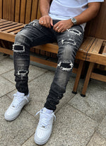 Triple Patchwork Jeans - Grey