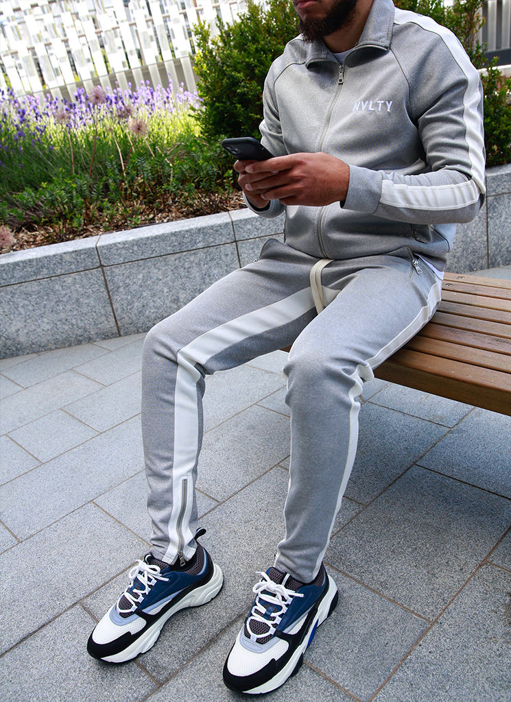 Panelled Track Jacket - Grey/White