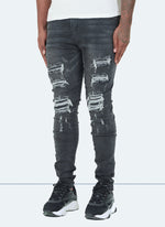 Ripped & Repaired Jeans - Grey