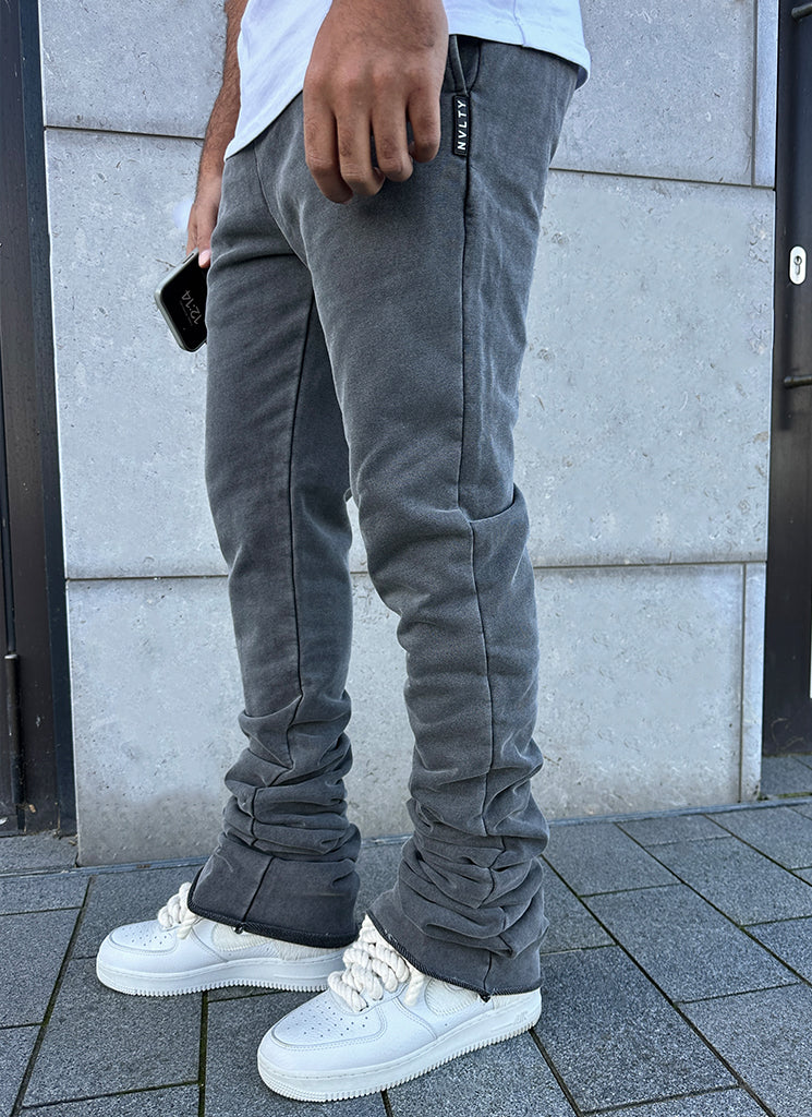 Vintage Stacked Joggers - Washed Black