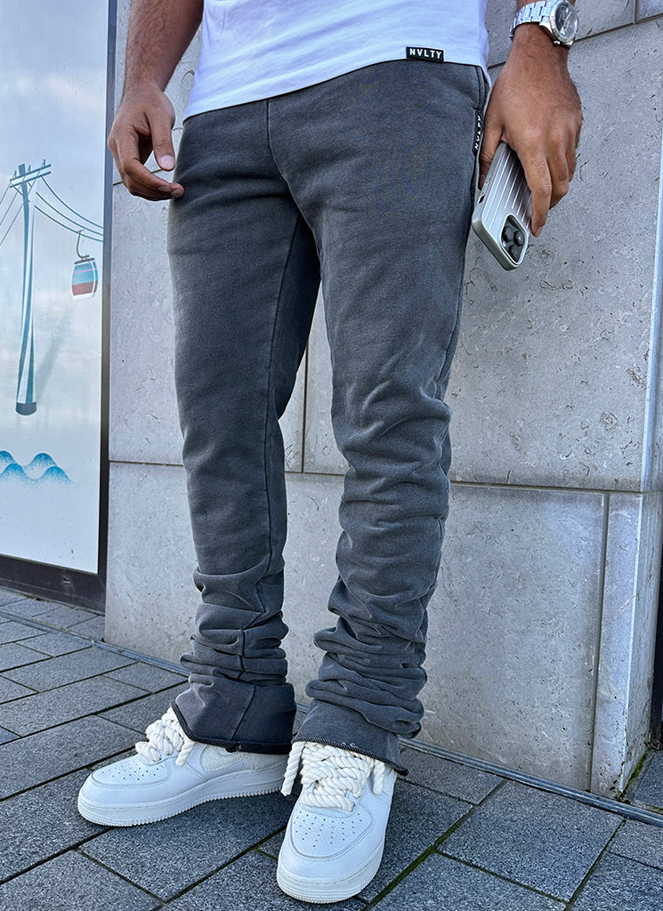 Vintage Stacked Joggers - Washed Black