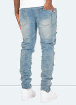 Reparierte Lackjeans – Hellblau