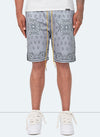 Paisley-Mesh-Shorts – Grau