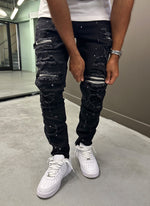 Repaired Paint Jeans - Black