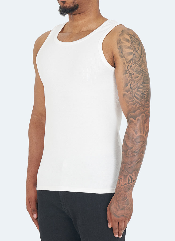 Essential Heavy Ribbed Vest - White