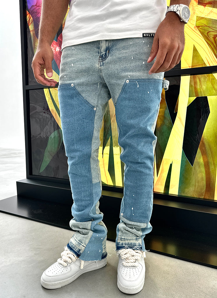 Vintage Flare Carpenter Paint Jeans – Blau