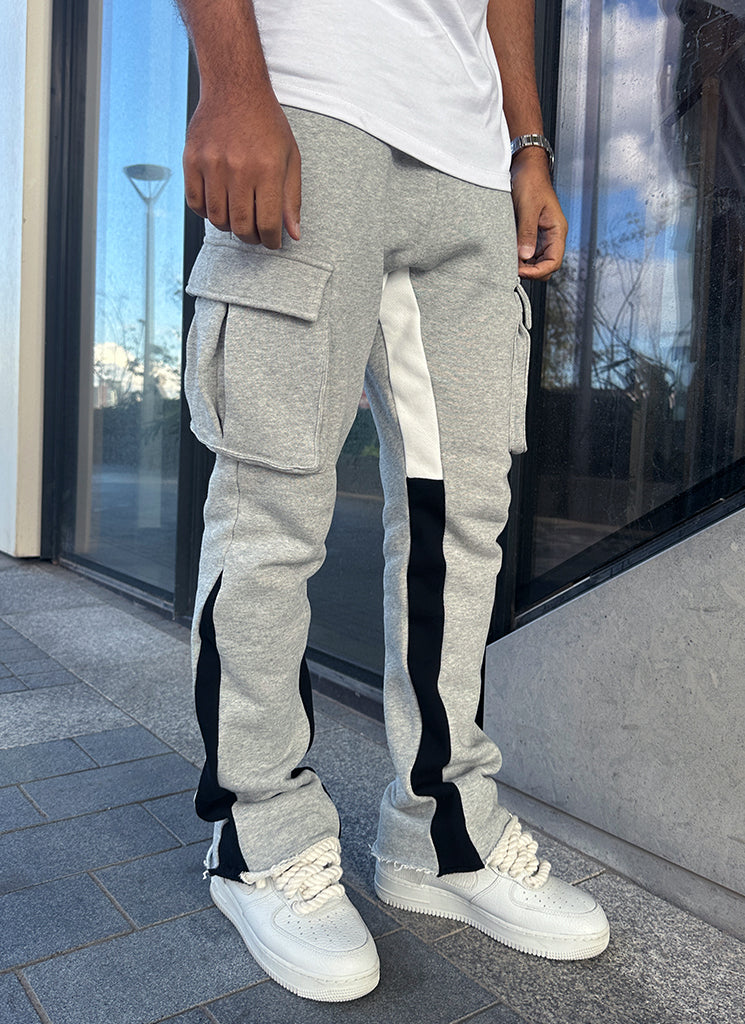 Vintage Flare Cargo Joggers - Grey