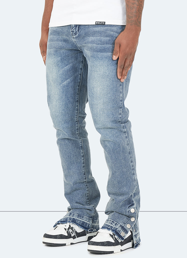 Vintage Flare Snapper Jeans – Blau 