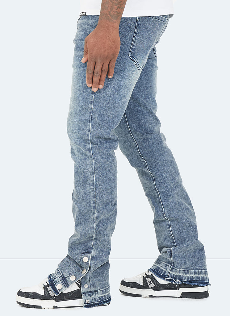 Vintage Flare Snapper Jeans – Blau 