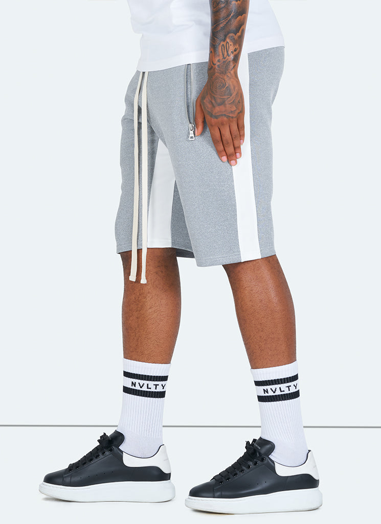 Short de survêtement à panneaux - Gris/Blanc